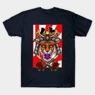 Samurai Fox | Silver Kabuto T-Shirt